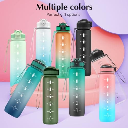 EYQ 1L Water Bottle, 1 Litre Water Bottle with Straw, 32oz Leak-Proof Motivational Sports Drinks Bottle with Time Marker, Tritan BPA-Free, Drinking Waterbottles for Gym Outdoor Sports — view 6