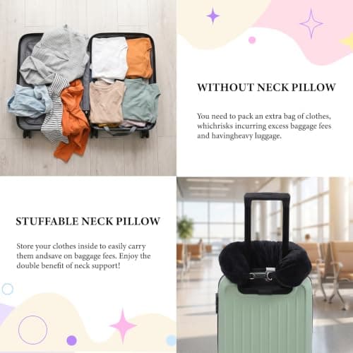 Elegaperma Neck Pillow Storage, Velvet Stuffable Travel Pillow — view 6