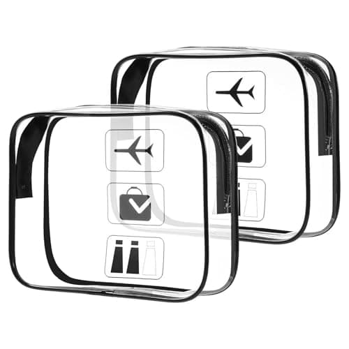 KOOSREEL Clear Travel Toiletries Bag, 2 Pack TSA Approved Toiletry Bag with Zippers Travel Essentials PVC Waterproof Cosmetic Clear Makeup Bag for Women and Men