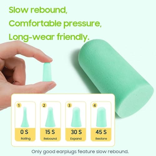VeoryFly Soft Foam Ear Plugs with Travel Case, Aqua Blue 50 Pairs — view 6