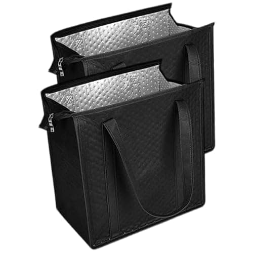 2 Packs Shopping Bags, Insulated Reusable Grocery Shopping Bag, Large Cooler Bags Heavy Duty c-ollapsible Cool Bag with Durable Handles & d-ual Tab Zips for Picnic, Camping, Daily Life