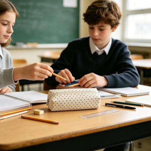 Retro Cute Large Capacity Pencil Case, Portable Canvas Student Pencil Case — view 5