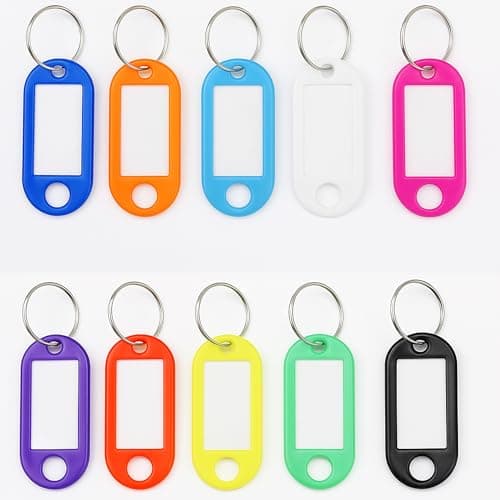 10 Pack Key Fobs with Split Rings – Multi-Colour ID Tags for Luggage, Pet Names, Memory Sticks, and More – 10 Vibrant Colours Included