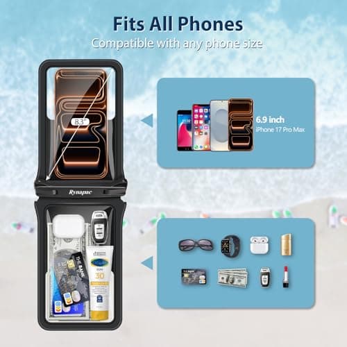 Rynapac IPX8 Waterproof Phone Pouch Up to 8"-2 Pack Double Space Dry Bag — view 4