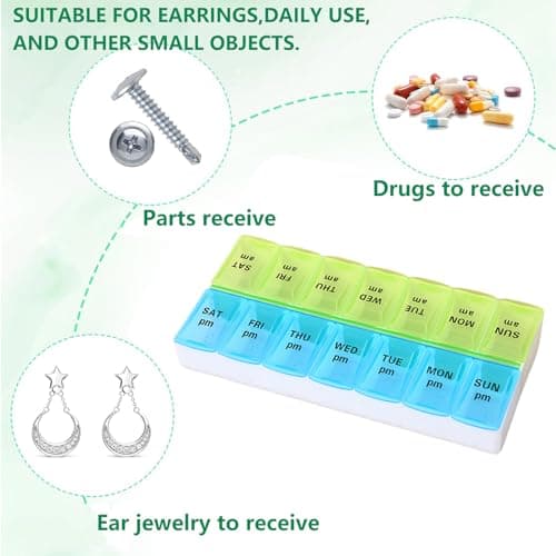 JIIJCAAC 7-Day Pill Box - Pill Boxes 7 Day 2 Times A Day-Daily Medication — view 5