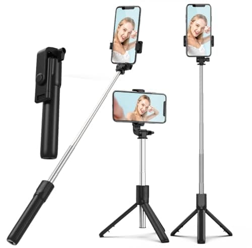 XIHAMA Selfie Stick Tripod,3 in 1 Extendable Selfie Stick with Wireless Remote,Portable Phone Tripod Compatible with iPhone 16 15 14/Galaxy/Huawei/LG(Black)
