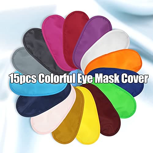 Dreamtop 15 Pack Multicolor Eye Shade Cover Eye Mask Sleeping Blindfold with Nose Pad Colour Blindfold Travel Eye Blinder Sleeping Eye Cover for Travel Sleep Women Men Kids, 15 Colors — view 2