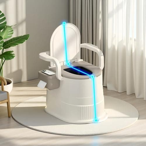 RVTENRIO Portable Toilet Chair with Backrest and Armrests - Grey — view 5