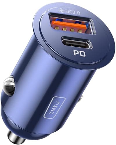 INIU Car Charger, Total 60W [USB C 30W+USB A 30W] Cigarette Charger, Blue