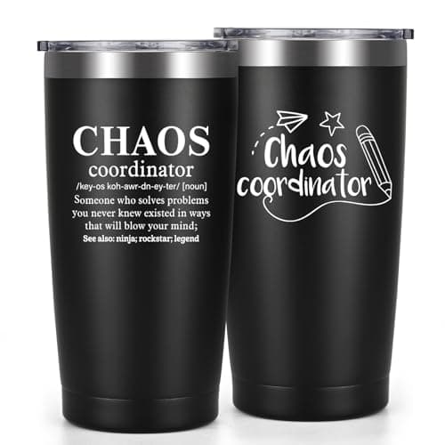 Livole Chaos Coordinator, Funny Gifts for Teachers Men, Boss, Manager, Him, Male Teacher Gift, End of The Year Presents, Christmas Gifts for Men, 20oz Travel Mug Thermal, Stainless Steel Wine Glasses