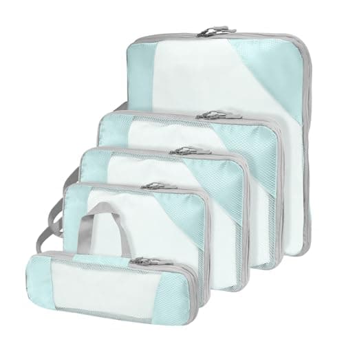 Compression Packing Cubes for Suitcases, Organizer Cubes for Travel Essentials, Luggage Suitcase Organizer Bags Set, Lightweight Packing Organizers as Travel Accessories (Set of 5, Lake Blue)