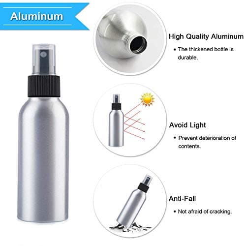 Pack of 3 Aluminium Essential Oil Spray Bottles Refillable Perfume Fine Mist Atomiser Empty Beauty Metal Spray Bottles Cosmetic Container Travel Bottles -120ml(4oz) — view 3