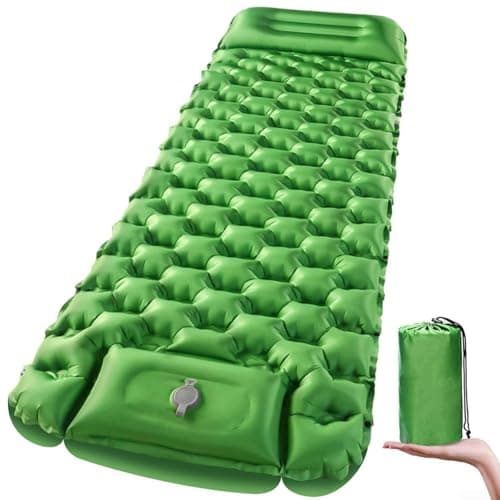 Self Inflating Camping Mattress With Pillow, Lightweight Portable Sleeping padss, Foot Pump In 60S, Connectable For Couples, Hiking Travel(Pine green) — view 3