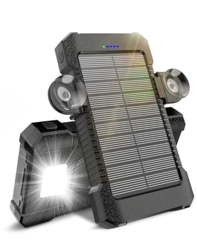 Solar Power Bank 26800 mAh with Suction Cup Mount, Power Bank External Batteries 3 USB Ports with Torch Continuous Light/SOS/Strobe Waterproof Outdoor Solar Charger for Phones