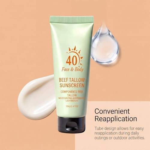 Beef Tallow Sunscreen SPF 40, Reef Safe Sunscreen Travel Size, Face and Body Mineral Sunscreen, Natural Organic Non-greasy Lightweight Formula, Moisturizing Protection for Women & Men Daily Use (1PC) — view 5