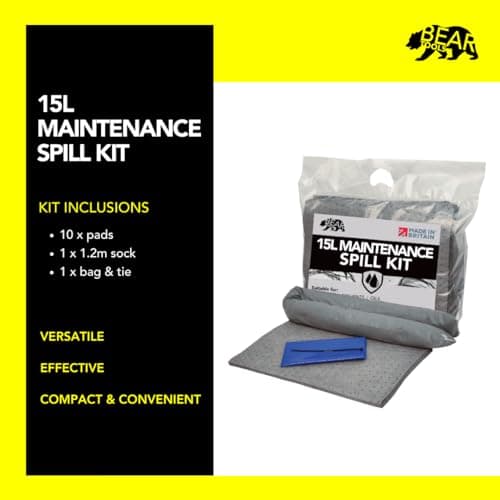 20L Spill Kit (Maintenance) UK Manufactured, Grey, Absorbs Non-Aggressive Oil and Water Based Fluids, For Indoor/Outdoor Use to contain General Liquid Spills, On-the-go Bag — view 2