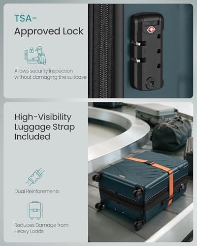 SONGMICS Hard Shell Suitcase, ABS Luggage Trolley with TSA Lock, 28 Inch — view 5