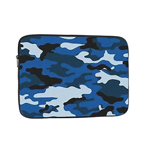 Blue Camo Printed Laptop Sleeve Case 15 Inch - Protective Laptop Cover Bag Shockproof Notebook Computer Bag For Men And Women