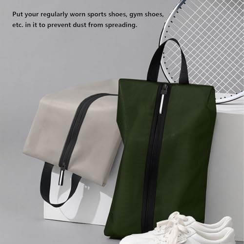Shoe Bags for Travel, Waterproof Oxford Fabric, Zippered Shoe Storage Organiser with Handle, Lightweight Dustproof Shoe Pouch for Trainers, Gym, 16.5 x 9.8 Inches (Shoe Bag Dark Green-2 Pack) — view 4