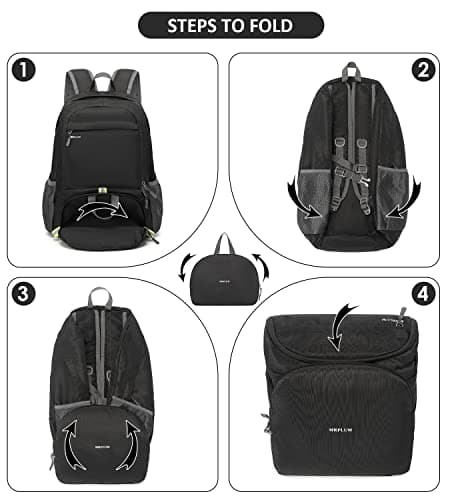 MRPLUM 30L Rucksack Foldable Ultralight Packable Backpack,Black — view 3