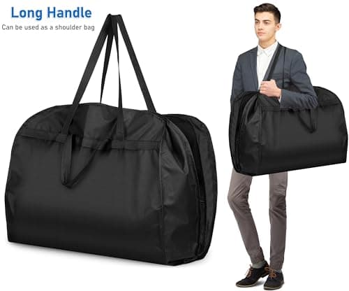 MISSLO 43" Heavy Duty Suit Bag Cover for Travel 6" Gusseted Suit Carriers for Men Women with 4 Handles and Pockets Hanging Garment Bag for Shirts, Coats, Dresses, Clothes — view 3