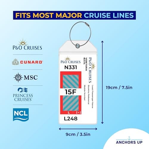P&O, Cunard, Princess, MSC, Norwegian – Premium Cruise Luggage Tag Holders [4 Pack] – Waterproof, Durable Plastic with Steel Loops – Fits Most Major Cruise Lines — view 3