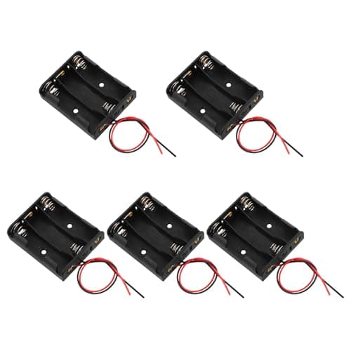 3 Slots Battery Storage Box Plastic Battery Holder with Wire Leads