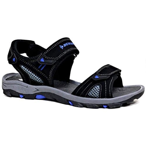DUNLOP Men's Sports Beach Trekking Walking Hiking Hook & Loop Sandals Sizes 7-12 (9 UK, Black Royale)