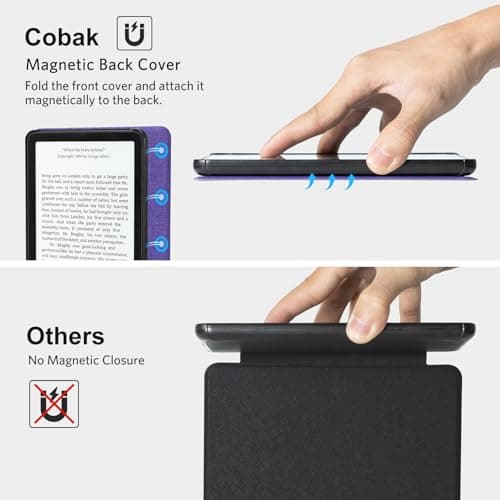 CoBak Wireless Charge Converter Case for 7" Kindle Paperwhite 12th Gen 2024 and Kindle Colorsoft, Qi-Enabled, Compatible with iPhone MagSafe/PopSockets Grip/Anker Wireless Charging Pads, Purple Grain — view 4