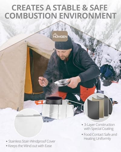 HOMGEN Camping Cooking Set with 1 Windshield & 2 Plates Cups Cutlery — view 4