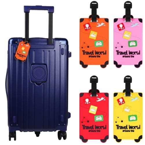 4 Pcs Luggage Tags, Premium Silicone Suitcase Tags for Travel