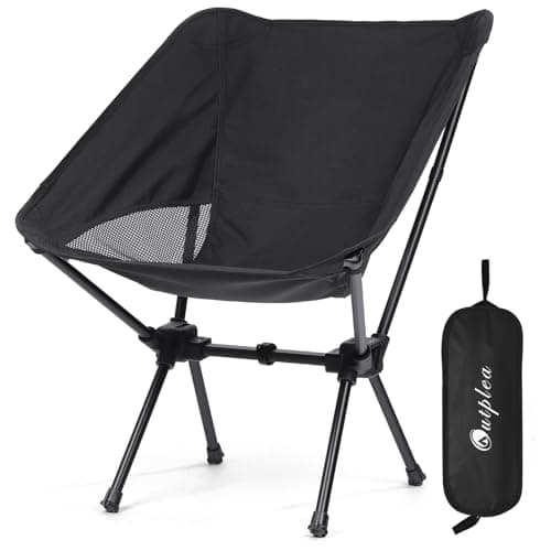 Outplea Black Lightweight Small Folding Camping Chair for Adults, Compact Fishing Chairs, Portable Backpacking Chair for Outdoor Beach Hiking