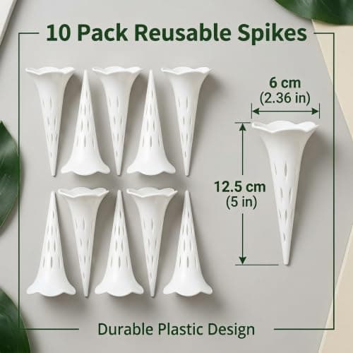 SINJAETRQ Plant Watering Spikes (10 Pack) Plastic Self Watering Plant Spikes, Deep Root Hydration Plant Watering Devices for Indoor & Outdoor Potted Plants, Prevent Root Rot & Soil Compaction — view 2