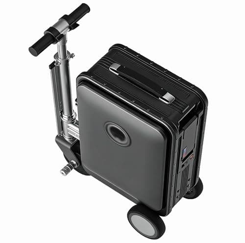 HNBYLMM Smart Electric Suitcase, 20 L Rideable Luggage with Telescopic Handle, Load 242 LBs, 3 Speed Adjustment, Mileage 8-10 KM, Removable Battery, Suitcases Wheels for Business, Travel Black-A
