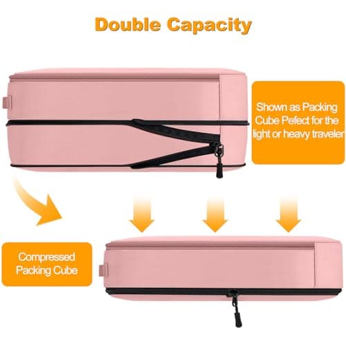 Compression Packing Cubes, Lumesner 8 Set Travel Essentials Packing Cubes for Carry on Suitcases, Compression Suitcase Organizers Bag Set & Travel Cubes (8-piece, Pink) — view 5