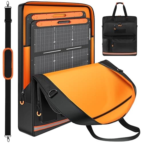 VAVPUP Folding Solar Panel Storage Bag, Oxford Waterproof Carry Case with Shoulder Strap & Zipper, Portable for Jackery Solar Saga 100W 100X 200W, Outdoor Camping Travel(black)
