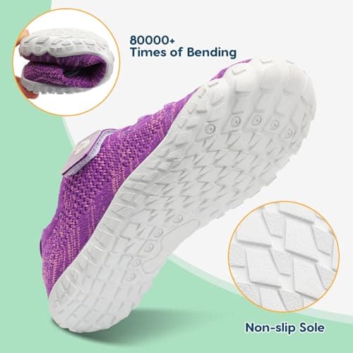 JOINFREE Kids Walking Shoes Wide Hiking Sneakers Girls Sports Tennis Trainers Non-Slip Boys School Sneaker Purple UK Child 11 — view 6