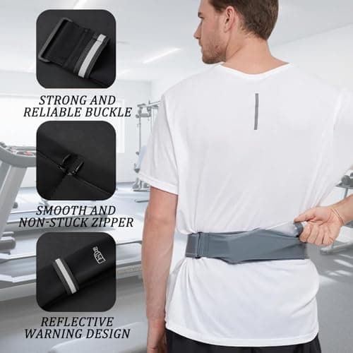 Unisex Running Belt Women Men Runner Waist Pack Phone Holder Bag for Marathon Jogging Sport Workout Exercise Fitness (Black, Medium) — view 5