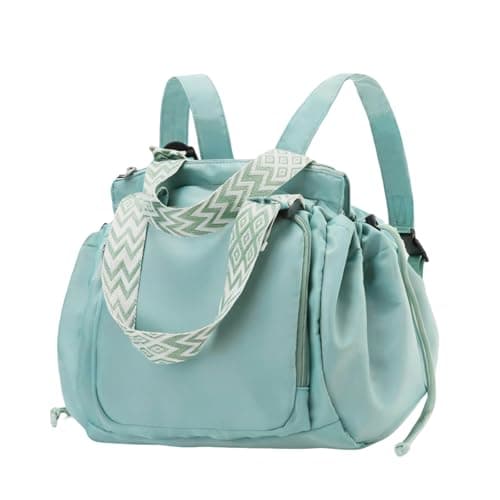 Fashowlife Multi-Function Tote Bag Large Capacity– Versatile Nylon Lightweight Backpack with 15 Pockets for Car Travel, Mint Green, One Size