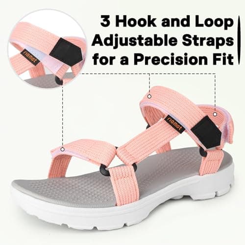 riemot Women's Sports and Outdoor Sandals, Comfortable Summer Sandal with Adjustable Straps, Open-Toe Slip-On Flats, Lightweight Casual Beach Shoes for Walking, Hiking, Trekking, Pink, UK 7 — view 4