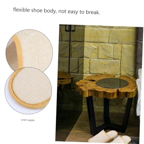 CALLARON 10 Pairs Disposable Guest Slippers Non-slip Beige Cloth Flax Spa Slippers with Eva Sole Lightweight for Short-term Stays — view 5