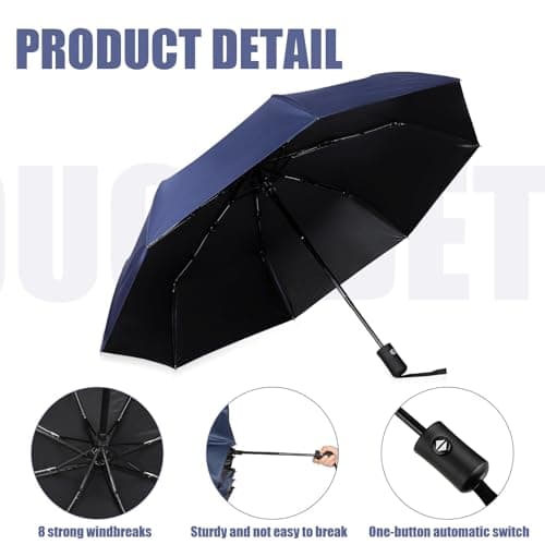 Kajaia 4 Pack Umbrellas Compact Windproof, Automatic Open and Close Folding Rain Umbrella Collapsible for Men Women Travel, Navy Blue, 38.5 inches — view 3