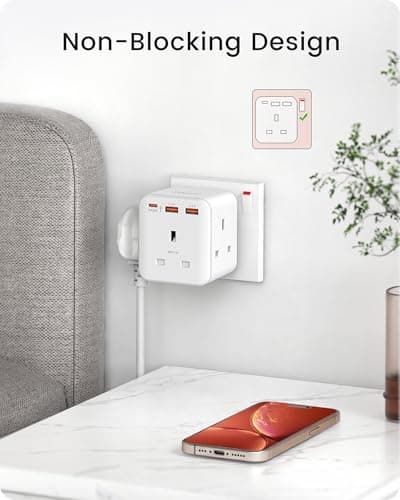 LENCENT 3 way plug adaptor with 3 Fast Charge USB，PD&QC 3.0 20W — view 4