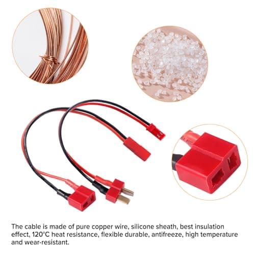 Lyeteung 4 PCS JST to T Plug Adapter Cable, Deans-T Plug Male / Female to JST Male / Female Connector, with 15cm 20AWG Silicone Cable, for RC LiPo Battery — view 3