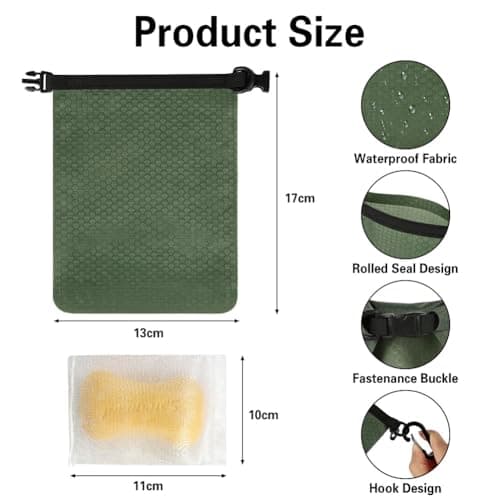 vsshe Travel Soap Bag, Waterproof and Leakproof Soap Travel Storage Bag, Quick Dry Soap Bag, Portable Sealed Storage Bag with Soap Foaming Bag and Carabiner for Travel, Camping, Outdoor (Green) — view 2