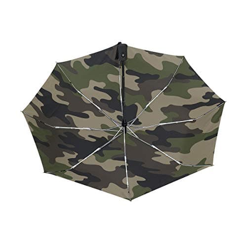 BIGJOKE 3 Folds Auto Open Close Umbrella Forests Camo Military Army Camouflage Pattern Windproof Travel Lightweight Rain Umbrella Compact for Boys Girl Men Women — view 4