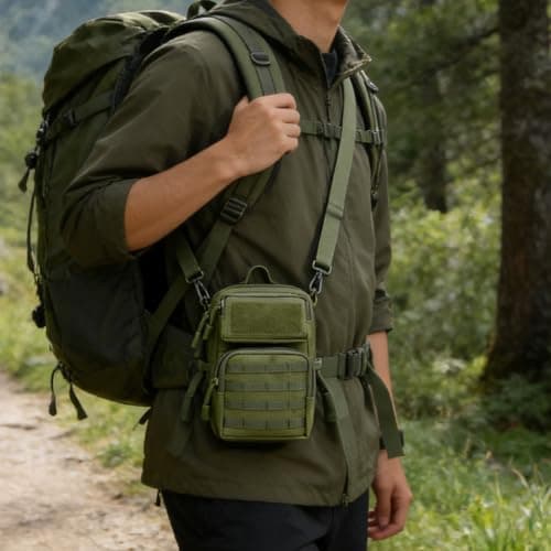 Compact Waist Bag with Adjustable Shoulder Strap, Black — view 5