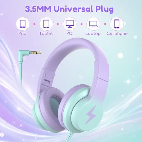 Candy Bila Wired Kids Headphones with Microphone for School Travel,3.5mm — view 5