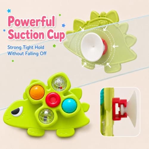 Kdoliti Suction Spinners for Babies,Baby Toy 1 Year Old,Sensory Fidget Toys for Kid,Toddler Travel Toy for 1 2+ Year Olds,Toy for 1 2 Year Old Gift,3 Pcs High Chair Toy with Suction Cups — view 6
