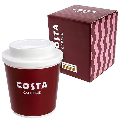 Kimm & Miller Costa Coffee Babyccino Kids Travel Mug - Small Reusable Plastic Coffee Cup with Lid (150ml) - Kids Mugs or Adults Espresso Travel Cup